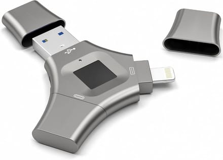 Vingerafdruk USB Stick - Encryptie Flash Drive - Data Beveiligen - Driemaal Connectiviteit - 512 GB - Zilver
