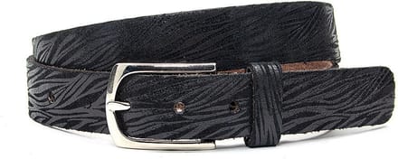 Dames ceintuur zwart zebra - 3 cm breed - Leer - Jeans riem - Casual - Maat 95