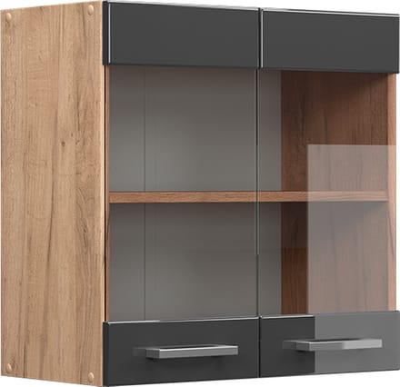 Vicco R-Line Glazen keukenkast – 60 cm Antraciet Hoogglans