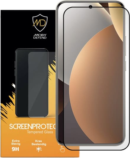 MobyDefend Screenprotector - Geschikt voor Xiaomi Redmi Note 15 Pro Plus 5G - Screensaver Met Zwarte Randen - Gehard Glas