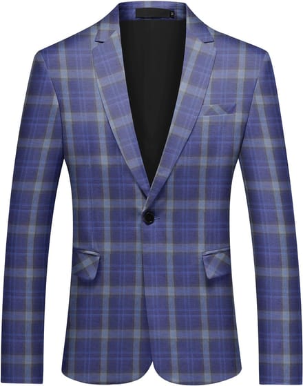 ALLTHEMEN Heren Geruit Blazer met Enkelsnoer - Middenachter split - M
