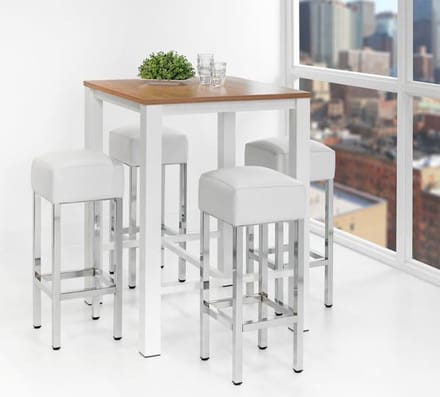 Hoge tafel: Statafel of bartafel 80x80cm Wit Licht Eiken