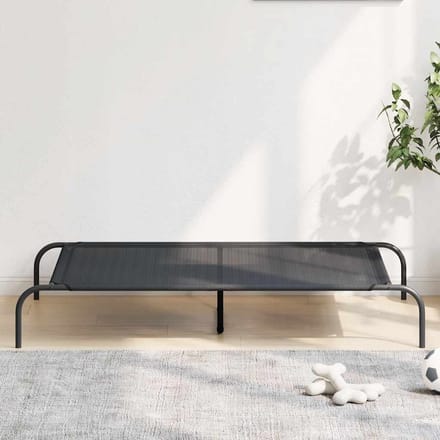 vidaXL - Hondenmand - verhoogd - 130x80x20 - cm - textiel - en - staal - zwart