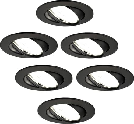 Ledvion - 6X LED Inbouwspot Amsterdam - Zwart - Dimbaar - 3W - 4000K - Ø82 mm