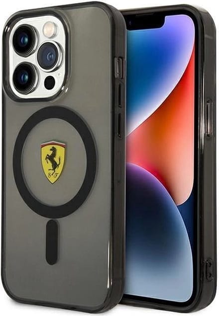Ferrari Translucent Back Case (MagSafe Compatible) - Geschikt voor Apple iPhone 14 Pro (6.1") - Zwart
