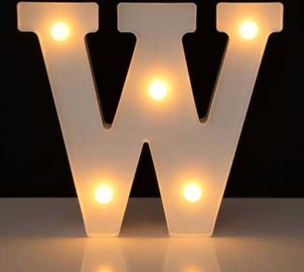 Lichtgevende Letter W - 16 cm - Wit - LED