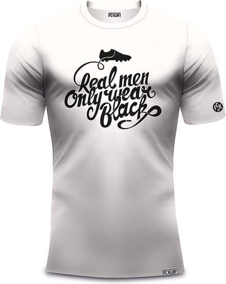 FC Kluif - Voetbal t-shirt - Real men only wear black - Wit - Maat M