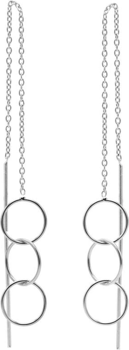 Karma Pull Through Triple Circle Silver Roseplated Oorbellen M1841