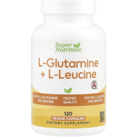 Super Nutrition, l-Glutamine + l-Leucine, 120 gélules végétales