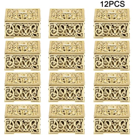 12 stuks Vierkante Holle Plastic Geschenkdoos Snoepdoosjes Bruiloft Verjaardagsfeest DecoratieGoud white