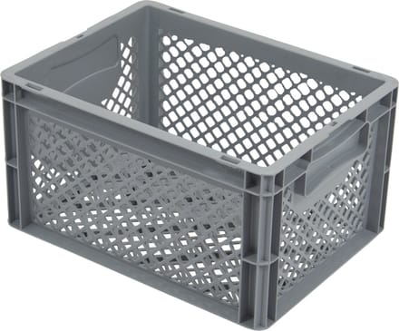 Alpac Stapelkrat - Opbergkrat - Geperforeerd - 400 x 300 x 220 mm - 20L - Grijs