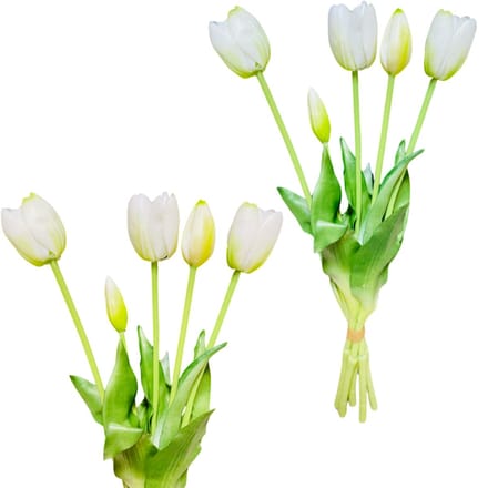 Inspiruj - Real Touch Tulpenboeket - Wit - 39 cm
