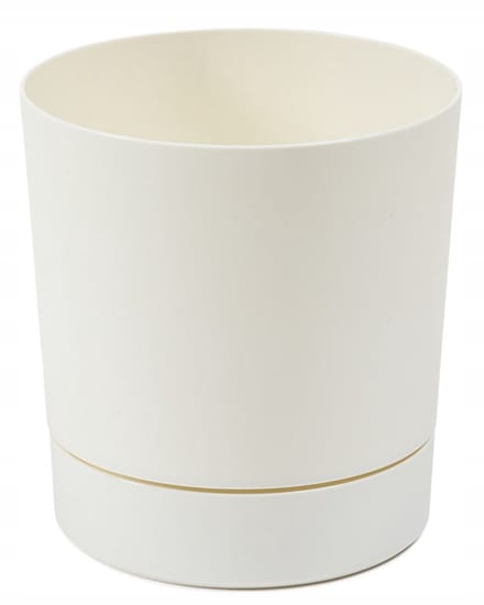 AURA Pot met Schotel - Ø 17,5cm, H 18,4cm - Crème