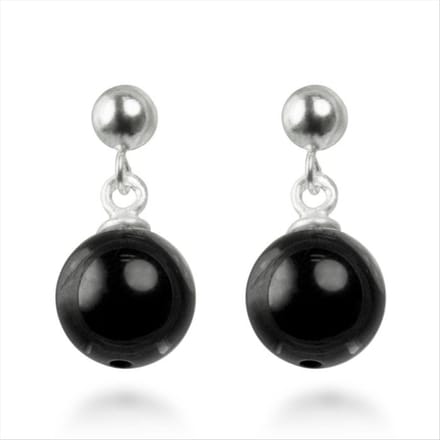Luxenter oorbellen, metaallegering en gerhodineerd onyx coleki