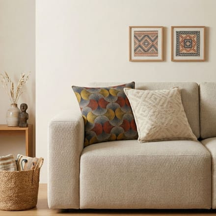 Classic Cushion Cover - Neutral Geo Creme - 45x45cm