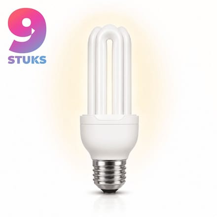 9x Stick Spaarlamp E27 - 15W - Daglicht (6000K) - 910 lm - 10 jaar - Niet Dimbaar