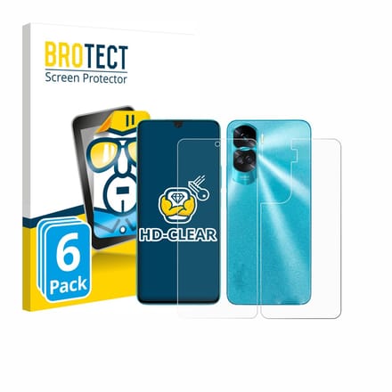 BROTECT - Screenprotector voor Honor 90 Lite (Voor+Achter) - Folie Beschermfolie transparant 6 Stuks