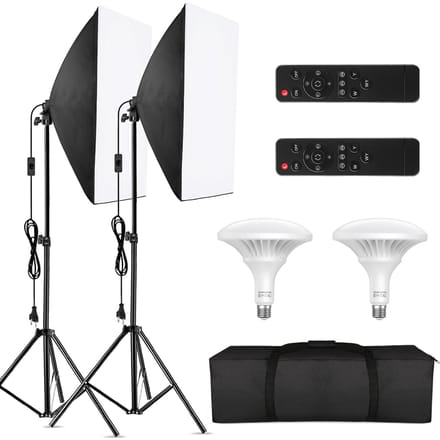 Andoer Professionele studiofotografie Softbox LED-lichtset met 20 * 28 inch softbox * 2 + EU Plug