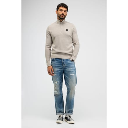 Butcher of Blue Structure Halfzip Lt. Sand Maat: M | Sweaters Outlet | Heren | Beige