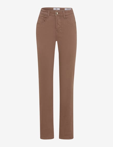 Brax Dames Jeans  Style CAROLA WARM GREIGE, denim lichtbruin, maat 52