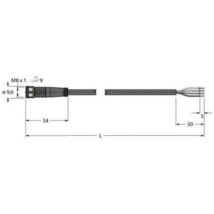 Turck 6625553 Sensor/actuator aansluitkabel M8 Aantal polen (sensoren): 4 2 m 1 stuk(s)