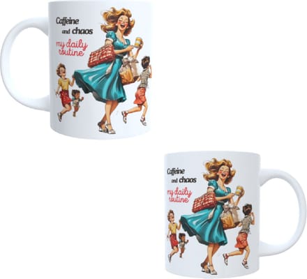Koffie beker - thee mok - Caffeine and chaos my daily routine