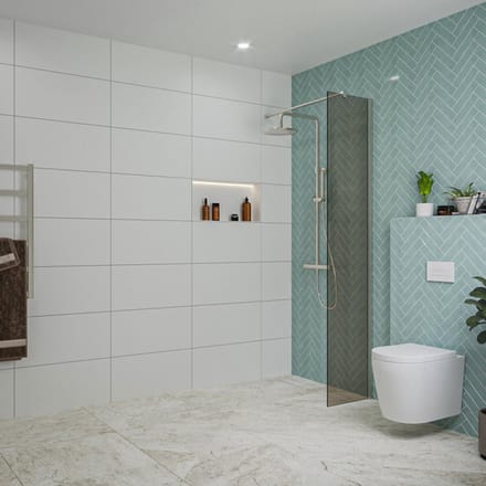 FugaFlow Eccelente Vetro inloopdouche badkamer - 40x200cm - rookglas - wandarm - geborsteld RVS