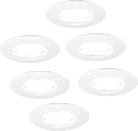 Ledvion - 6X LED Inbouwspot - Dimbaar - 5W - 2700K - Ø84mm - IP65 - Wit