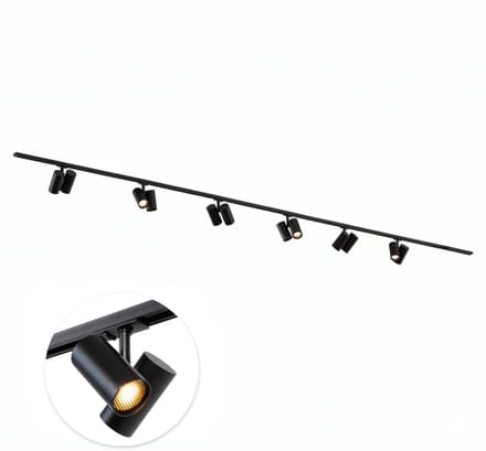 Qub Viror Railverlichting - Zwart - 400 cm - I-Vorm - 6x Viror Duo Spots - Dimbaar - Complete Set
