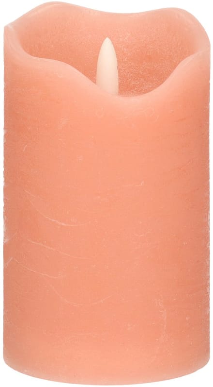 Stern Fabrik LED kaars/stompkaars - roze - D7,5 x H12,5 cm - timer - 3D vlam