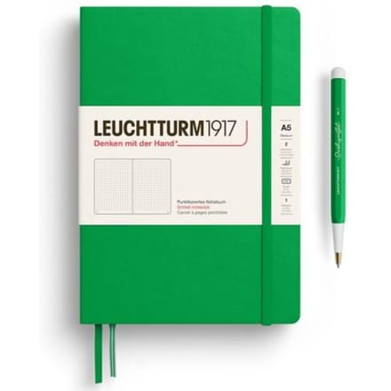 Leuchtturm1917 notitieboekje, hardcover, medium a5, dotted, lenteblad groen