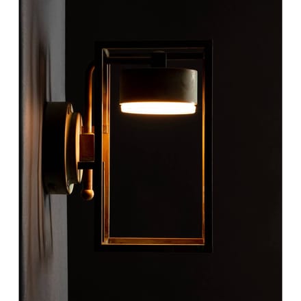 Moretti Luce LED buitenwandlamp Cubic 3372 antiek messing/opaal