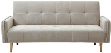 Vente-unique Driezitsslaapbank klik-klak in beige stof SONIATA
