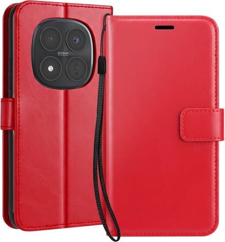 Mayaxess, Hoesje geschikt voor Redmi Note 15 Pro Plus 5G - Wallet Case & Koord, Rood