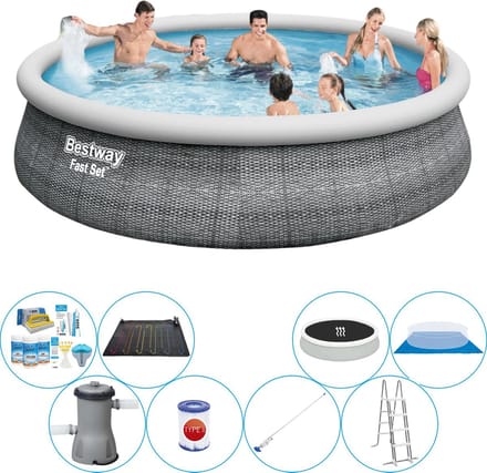 Fast Set Rattan Rond 457x107 cm - Zwembad Combinatie Deal
