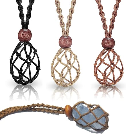 Verstelbare String Cage Fishnet Ketting voor Kristallen, Edelstenen en DIY Sieraden - 3 Stuks, Netzak Grootte 30-35mm