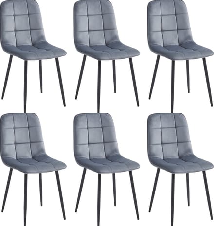 Colenis - Ela Eetkamerstoel - Set Van 6 - Grijs - Velvet - Design