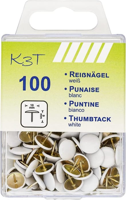 Punaises Wit - 100 Stuks, 10 mm, Praktische Bewaardoos