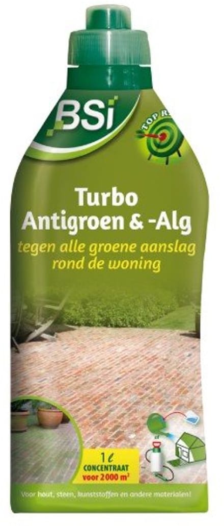 BSI Turbo Antigroen & -Alg tegen groene aanslag (1000 ml/2000 m²) - Effectieve Groene Aanslagreiniger