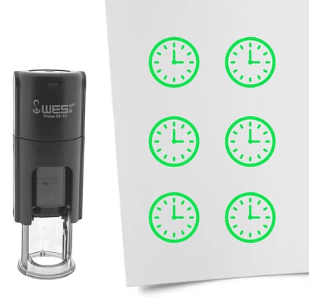 CombiCraft Stempel klok 10mm rond groene inkt - per 1 stuk