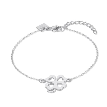 Twice As Nice Armband in zilver, klaver, 4 open hartjes 16cm+3cm