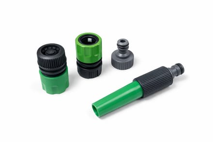 Tuinsproeier Startset : verstelbare tuinspuit incl. koppelingen - 4 delig - tuinspuit - kraanaansluiting 3/4" - 2x snelkoppeling - bewateringsset