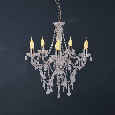 Näve Cecilia kroonluchter, chroom, ijzer/acryl, Ø 52 cm, 5-lamps.