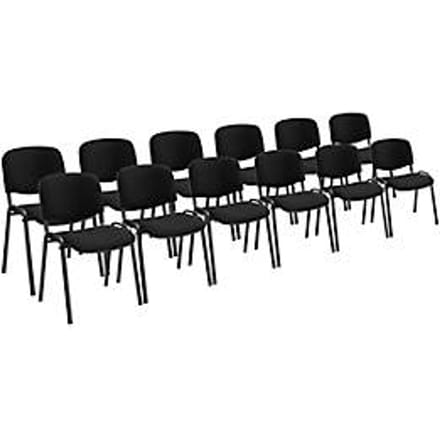 Voordelige set: Bezoekerstoel ISO BASIC – stapelbaar – zwart onderstel – zwart – verkocht per 12 stuks