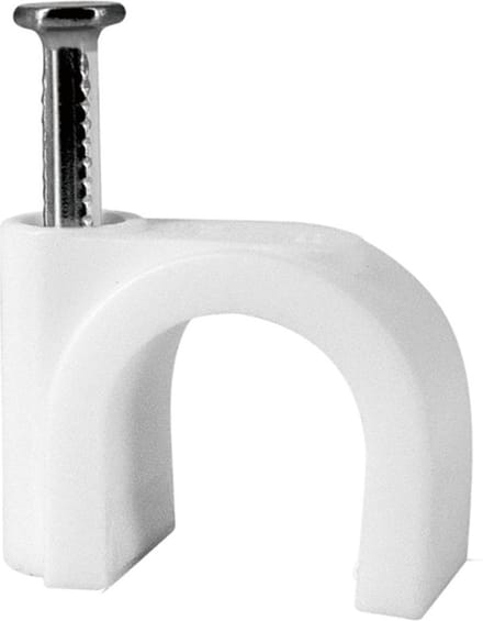 Tack Spijkerclips 7mm - Rond - Wit - 100st per doosje