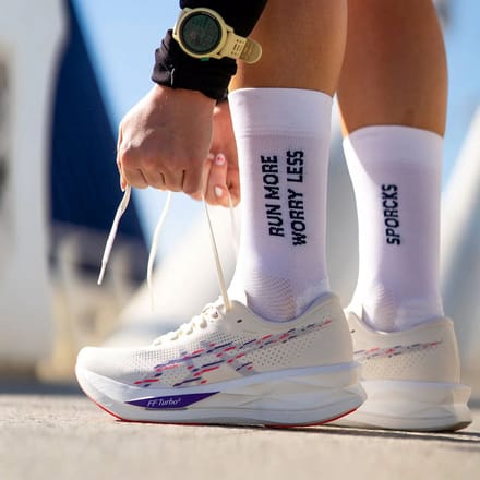 Sporcks Run More White Hardloopsokken voor Dames & Heren – Ademend, Ondersteunend – Wit-44-46