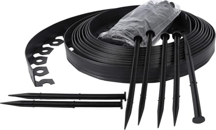 Flexibele kunstgrasrand gazonrand maairand - 4 cm hoog (20m Zwart)