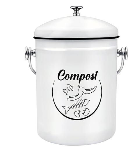 Compostemmer Keuken - Afvalbak Bak - Voedselafval Verzamelen - Rustiek Design - 5 Liter - Meerkleurig
