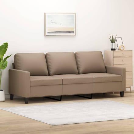 vidaXL - Driezitsbank - 180 - cm - kunstleer - cappuccinokleurig