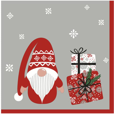 Duni kerst thema servetten - 20x st - 33 x 33 cm - gnoom/kerstman